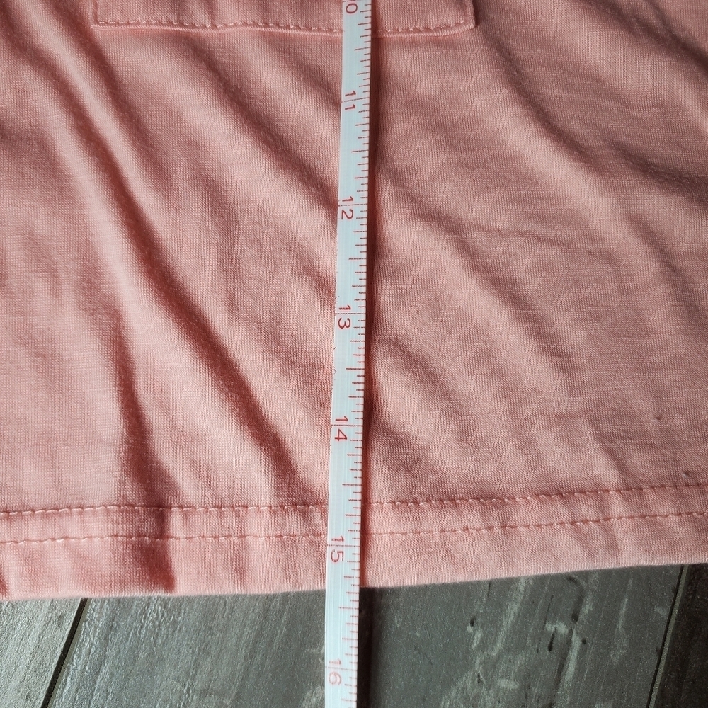 SHEIN Batwing Sleeve Pocket Patched Crop Tee Coral Pink Size Medium NWOT - Picture 8 of 16